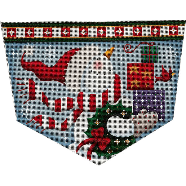 Snowman Gifts Hand Painted Stocking Topper Canvas from Rebecca Wood