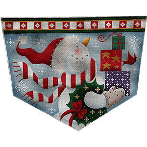 Snowman Gifts Hand Painted Stocking Topper Canvas from Rebecca Wood