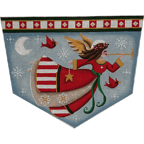 Striped Angel Hand Painted Stocking Topper Canvas from Rebecca Wood