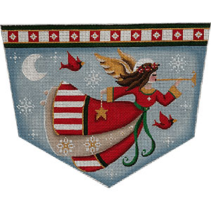 Striped Angel Hand Painted Stocking Topper Canvas from Rebecca Wood