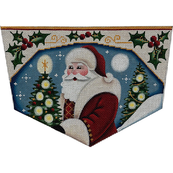 Red Santa Hand Painted Stocking Topper Canvas from Rebecca Wood