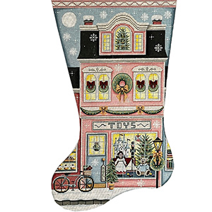 Toy Shop Pink Hand Painted Stocking Canvas from Rebecca Wood