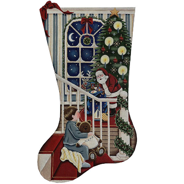 Go Back to Sleep, Boy - Hand Painted Stocking Canvas from Rebecca Wood