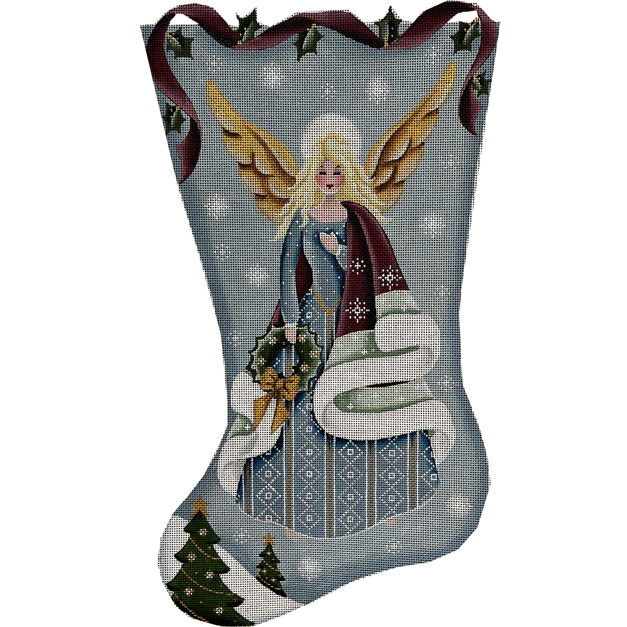 Folk Art Angels Needlepoint Stocking Kit