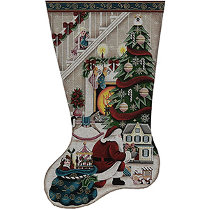 It's Santa! (Girl) Hand Painted Stocking Canvas from Rebecca Wood