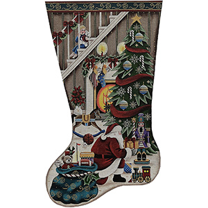 It's Santa! (Boy) Hand Painted Stocking Canvas from Rebecca Wood