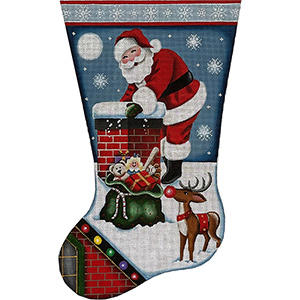 On the Roof Painted Stocking Canvas from Rebecca Wood Designs