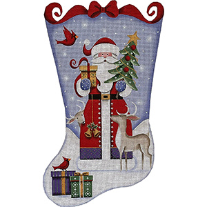 Folksy Santa - Hand Painted Stocking Canvas from Rebecca Wood