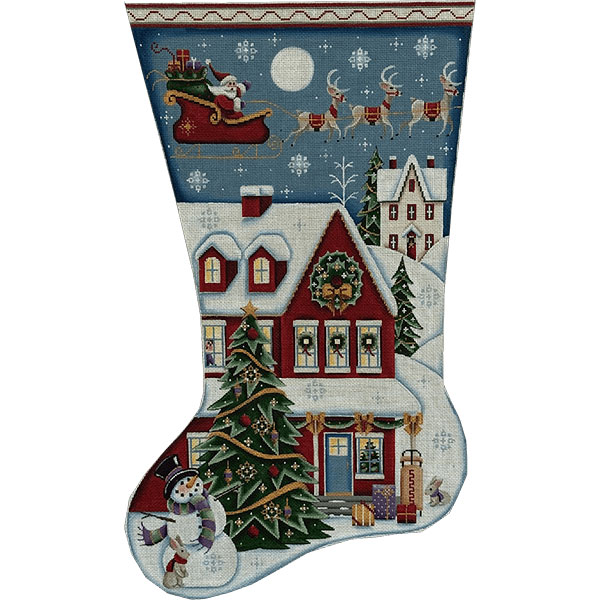 Happy Christmas (Red) Hand Painted Stocking Canvas from Rebecca Wood Designs