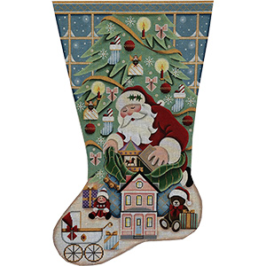 Santa's Gifts, Girl Hand Painted Stocking Canvas from Rebecca Wood