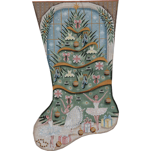 Ballerina Hand Painted Stocking Canvas from Rebecca Wood