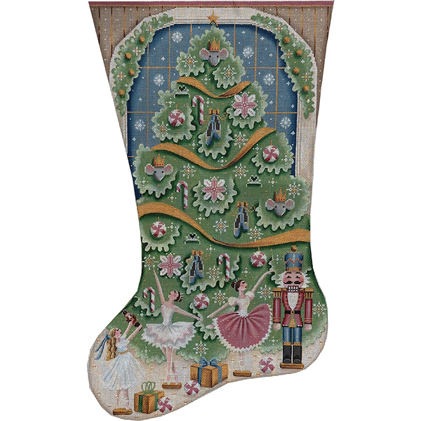 Nutcracker Ballet Hand Painted Stocking Canvas from Rebecca Wood