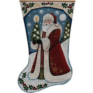 Red Santa Hand Painted Stocking Canvas from Rebecca Wood