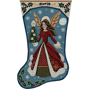 Red Angel Hand Painted Stocking Canvas from Rebecca Wood