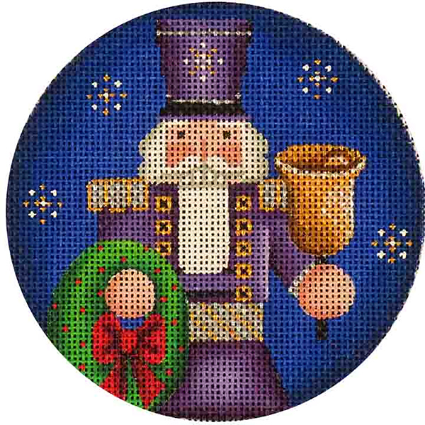 Purple Nutcracker Hand Painted Christmas Ornament Canvas from Rebecca Wood