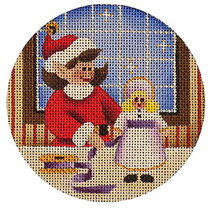 Doll Elf Hand Painted Christmas Ornament Canvas from Rebecca Wood