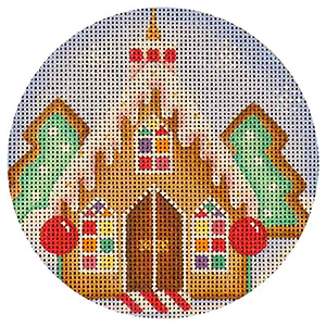 Gingerbread Church Hand Painted Christmas Ornament Canvas from Rebecca Wood