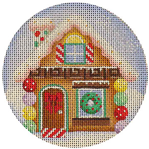 Gingerbread Cottage Hand Painted Christmas Ornament Canvas from Rebecca Wood