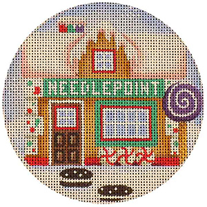 Needlepoint Cottage Hand Painted Christmas Ornament Canvas from Rebecca Wood