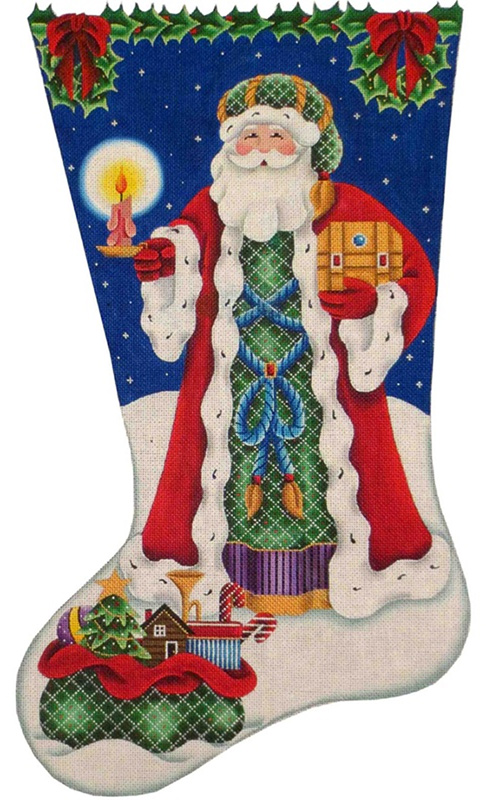 Father Christmas Hand Painted Stocking Canvas from Rebecca Wood