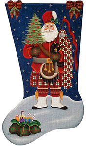 Scottish Santa Hand Painted Stocking Canvas from Rebecca Wood