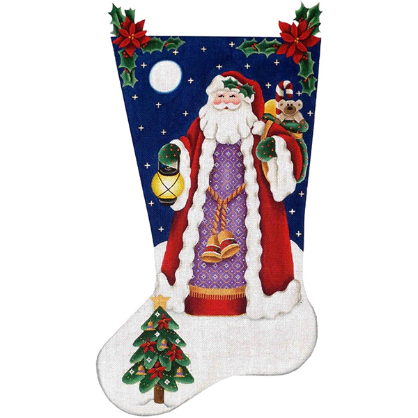 Yule Tide Santa Hand Painted Stocking Canvas from Rebecca Wood