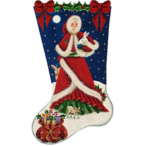 Mrs. Santa Hand Painted Stocking Canvas from Rebecca Wood