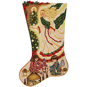 Guardian Angel Hand Painted Stocking Canvas from Rebecca Wood