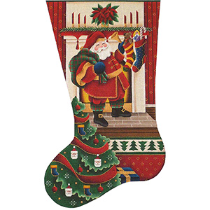 Filling Stockings Hand Painted Stocking Canvas from Rebecca Wood