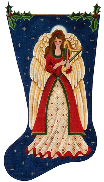 Christmas Angel Hand Painted Stocking Canvas from Rebecca Wood