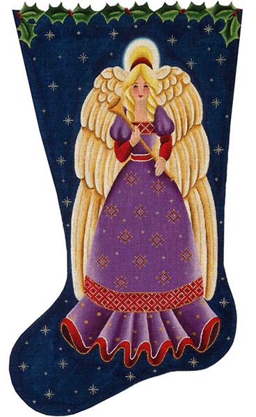 Nordic Angel Hand Painted Stocking Canvas from Rebecca Wood