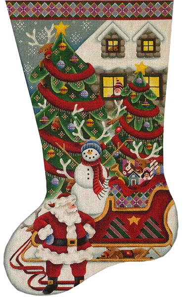 Where's Rudolph Hand Painted Stocking Canvas from Rebecca Wood