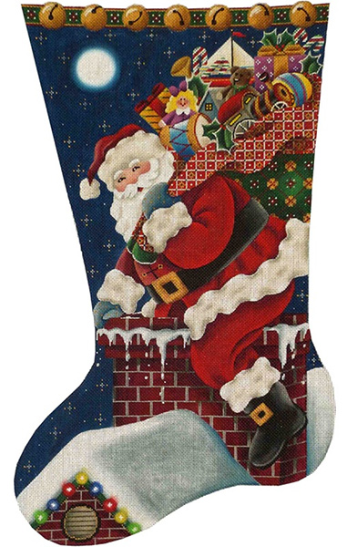 Christmas Eve Hand Painted Stocking Canvas from Rebecca Wood