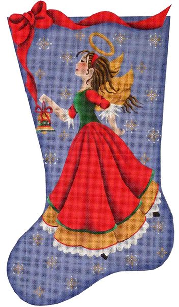 Bell Angel Hand Painted Stocking Canvas from Rebecca Wood