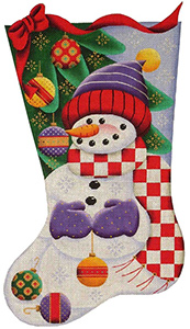 Ball Snowman Hand Painted Stocking Canvas from Rebecca Wood