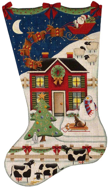 What's Up Hand Painted Stocking Canvas from Rebecca Wood