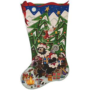 Santa Claws Hand Painted Stocking Canvas from Rebecca Wood
