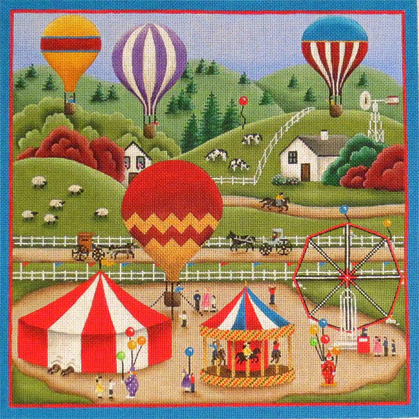 County Fair Hand Painted Needlepoint Canvas from Rebecca Wood