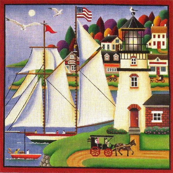 Set the Sails Hand Painted Needlepoint Canvas from Rebecca Wood