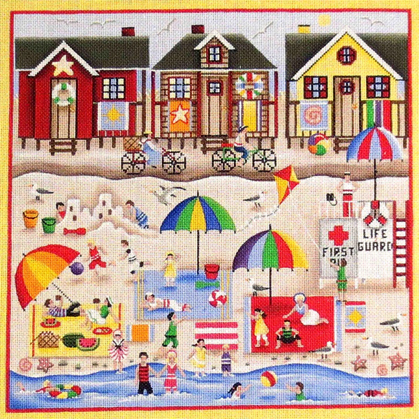 Beach Memories Hand Painted Needlepoint Canvas from Rebecca Wood