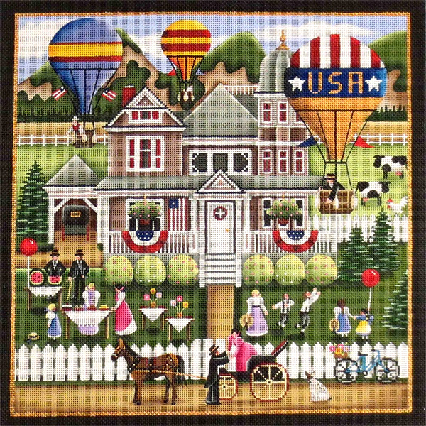 Hot Air Balloons Hand Painted Needlepoint Canvas from Rebecca Wood