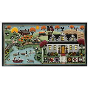 Autumn Village Hand Painted Canvas from Rebecca Wood