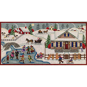 Winter Village Hand Painted Canvas from Rebecca Wood