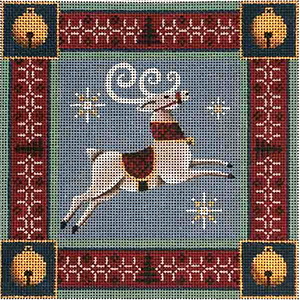 Reindeer Pillow Hand Painted Canvas from Rebecca Wood