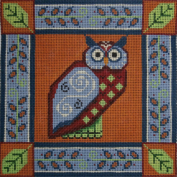 Owl Pillow Hand Painted Canvas from Rebecca Wood