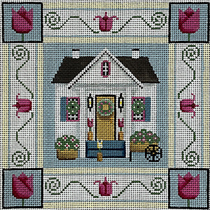 Spring Cottage Hand Painted Canvas from Rebecca Wood