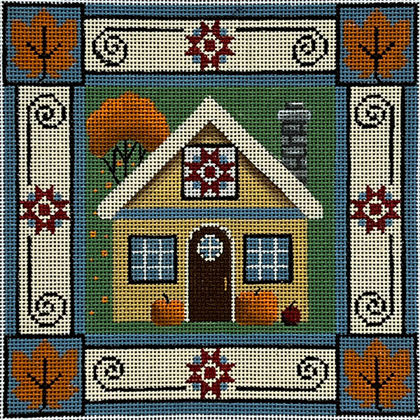 Fall Cottage Hand Painted Canvas from Rebecca Wood