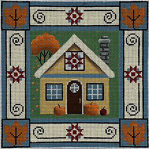 Fall Cottage Hand Painted Canvas from Rebecca Wood
