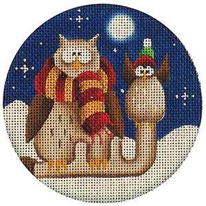 Hoo, Hoo - Hand Painted Christmas Ornament Canvas from Rebecca Wood