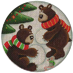 Building A Snowman - Hand Painted Christmas Ornament Canvas from Rebecca Wood